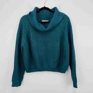 Elegant Teal Cowl Neck Sweater